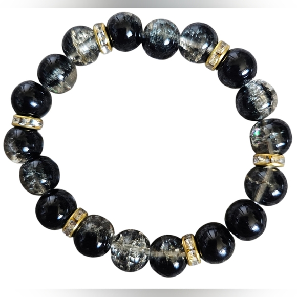 Elegant Black and Gold Crystal Healing Bracelet, New With Out Tags. - Picture 1 of 2